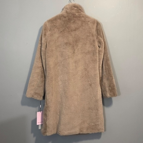 New Avec Les Filles Faux Fur Knee Length Taupe Coat XS - Picture 5 of 7